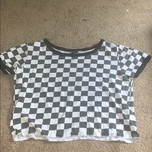 Girls cropped checkered tee
